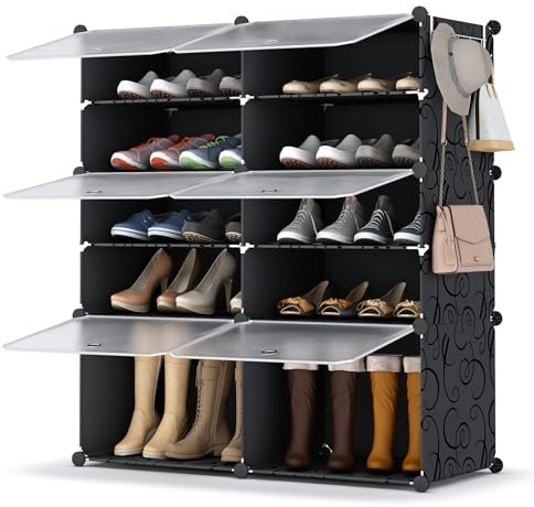 HOMIDEC Shoe Rack, 2 x 5 Tier Shoe Storage Cabinet 20 Pair Plastic Shoe Shelves Organizer for Closet Hallway Bedroom Entryway