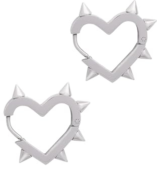 Hanary Huggie Hoop Spike Heart Earrings, Gothic Punk Grunge Emo Y2k Earrings, Goth Jewelry