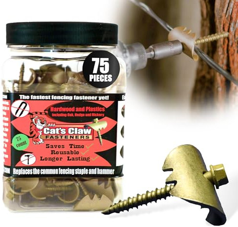 Cat's Claw Fasteners 75 Pieces 1.5 for Hardwoods | Replaces Fence Staples Installs Quickly with Power Drill - No Hammer Needed | Durable & Stronger Than Standard Fencing Staples Easy Install