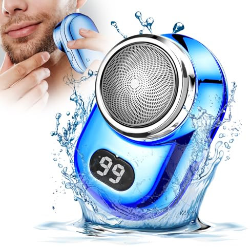 Mini Portable Electric Shaver,Mini Shaver,Mini Shavers for Men,Powerful Motor,Mini Portable,Honeycomb Knife Net Design,High-Precision Blade,Fast Charging,Suitable for Travel (Blue)