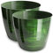 PECZEKO Lot de 2 pots de fleurs brillants en plastique - Pot décoratif pour grandes et petites plantes - Vert - Diamètre : 16 cm