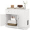 COSTWAY Katzenschrank für Katzentoilette, Katzenklo Schrank mit 2 Schubladen, 3 Türen & Eingang, Katzenhaus Katzenkommode Beistelltisch, Katzenmöbel für Innenbereich, modern, 100x45x80cm, Weiß