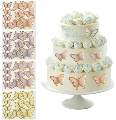 40 Pezzi Farfalla Decorazioni per Torte Farfalla Cupcake Toppers Decorazioni per Torte a Farfalla per Compleanno Torte Alimentari Festa Parete Decorazioni Papillon Décoration Gâteau