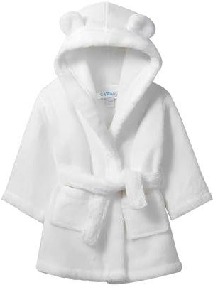 Gift Hub Baby Dressing Gown – Soft & Cozy Hooded Towel Dressing Gown for Babies & Toddlers – Polyester Baby Bathrobe – Newborn Essentials for Bath Time & Everyday Comfort – White 2-3 Years