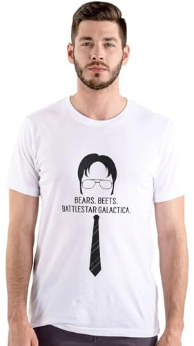 The Office TV Show T-Shirt Bears Beets Battlestar Galactica Dwight Schrute Zitat Weiß, weiß, S