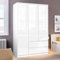 Blisswood High Gloss 3 Door 2 Drawer Wardrobe – MDF Wooden Double Wardrobe with Hanging Rail, Shelves & Large Storage Cupboard for Bedroom Furniture (White)