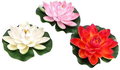 Künstliche Lotus Verzierung 3 Stück aus PU für Aquarium