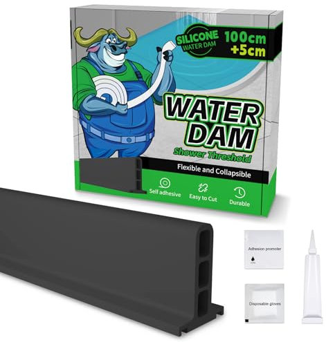 ALITAIYI Schwallschutzleiste Dusche, Selbstklebend Gummi Dusche Wasserstopper, Flexible Schwallschutz, Schwallschutzleiste für Duschschwelle Küchenspüle Badewanne