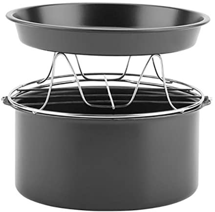 HOLIDYOYO 1 Satz Zubehör für Heißluftfritteusen Backen Tablett kitchen helper kitchenaide roasting tray Luftfritteuse Pizzapfanne Air Fryer Zubehör für die Küche Rostfreier Stahl Black