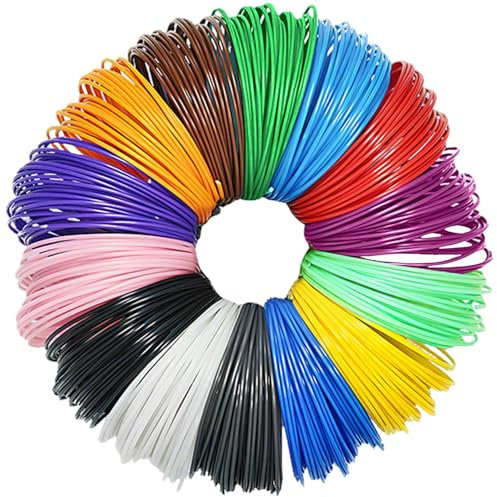 3D Stift PCL Filamente 1.75 mm - 15 Farben Je 5m Filament-3D-Druckmaterialien, für Niedrige Temperaturen 3D Kinder Stift 3D Druck Stift Zubehör