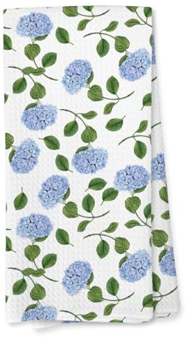 Giosve Hydrangea Floral Kitchen Towels, Hydrangea Decor Hand Towels for Bathroom, Blue and White Flowers Decorative Dish Tea Towels for Kitchen, Floral Bathroom Decor, 16x24 Inch