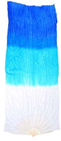 Abaodam 1.8m Long Silk Belly Dance Fan Veils Chinese Style Fan for Women Adults Gradual Dark Bamboo