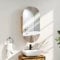 HOMCOM Armoire Murale Salle de Bain avec Miroir Ovale, 45 x 90 cm, Meuble Salle de Bain Moderne, Design sans Cadre, Miroir avec Rangement, Bois Naturel