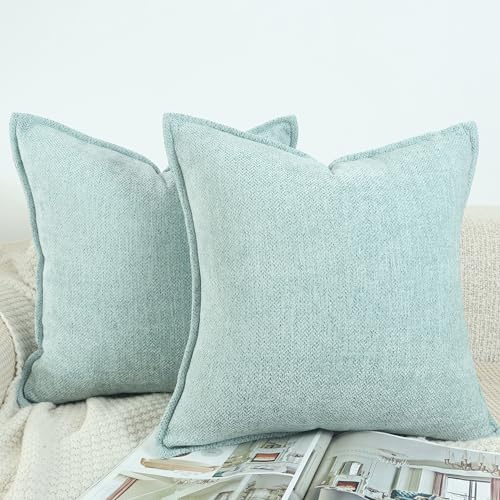 OYIMUA Mintgrün Kissenbezug 50x50 Chenille 2er Set Zierkissen | Dekorative Kissenbezüge Sofakissen Kuschelkissen Weich Kissenhüllen Wohnzimmer Schlafzimmer Boho Deko Pillow Cover
