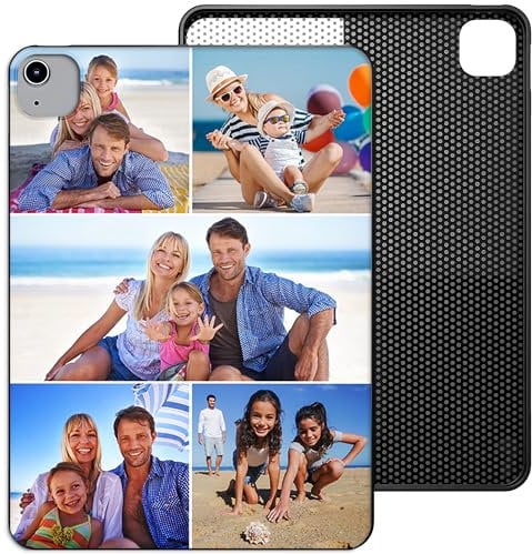 Personalised Case Compatible with All iPad models iPad 10th, 9th Gen,6th Gen, 5th Gen, Mini, Air, M2, M3 – Collage Photo Black Silicon Shockproof Cover - Personalize with FIVE-PHOTOS
