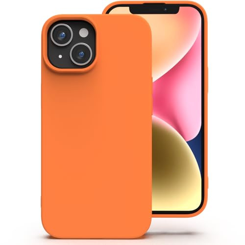 Zuvirelx Silikon Handyhülle für iPhone 14 Hülle, Weiches Griff, Dünne, Minimalistisch, Stoßfest, rutschfest, Taschenpassend - Orange