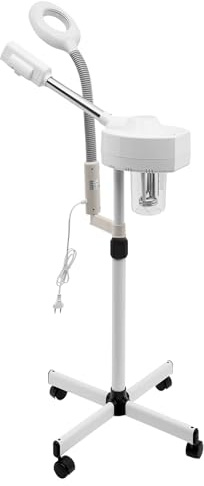 JJsdwin Professioneller 2 in 1 Gesichtsdampfer, Gesichtsmaschine mit 5X Vergrößerung, Gesicht Dampfgerät für Haushalte, Schönheitssalons, Spas (Weiß)