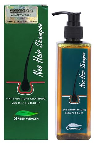 Green Wealth Neo Hair Shampoo | Natural Hair Loss Treatment for Men & Women | DHT Blocker | Hair Regrowth | Scalp Therapy, Thicker Hair | Trusted Formula with Ginseng, Saw Palmetto & Horsetail, 250ml