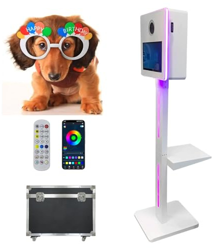 Tragbare Selfie-Fotokabine mit Touchscreen, Fernbedienung, inklusive Fotopapier und Flugtasche für Veranstaltungen und Partys