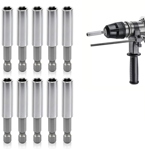 10 PCS Magnetic Bit Holder Set 60mm Drill Bit Holder Magnetic Screwdriver Bit Holder for Screws Nuts Drill or Handheld Driver