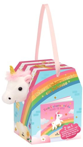 Moses. Kleines Einhorn sucht EIN Zuhause, 2-in-1 Plüsch-Einhorn mit Büchlein in Geschenkbox, Zauberhaftes Kuscheltier & Märchenbuch für Kinder ab 4 Jahren