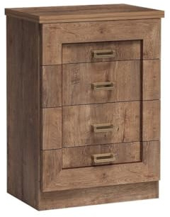 Masseno Kommode Udine 63 cm Sideboard mit 4 Schubladen und Türen für Wohnzimmer Schlafzimmer Modern 63x44x90 cm Braun