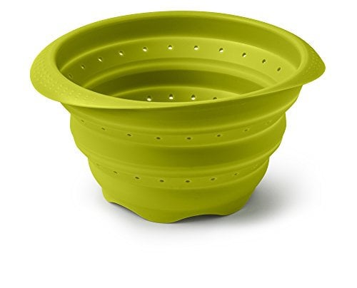 Zeal Stick Non-Scratch Collapsible Colander (7.5”/19cm), Silicone, Lime Green, 22.5 x 19 x 4 cm
