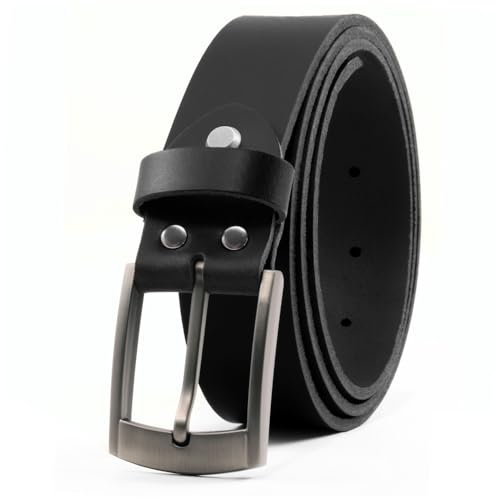 Fa.Volmer ® Gürtel aus Büffelleder für Männer und Frauen/schwarz / 35mm breit/leicht zu kürzen/Made in Germany / #Jens-35mm-110-blk