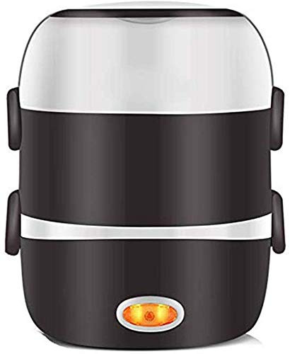 DRHR Electric Heating Lunch Box Three Layers Insulation Cooking Mini Pot for White-Collar Student Dormitory Office