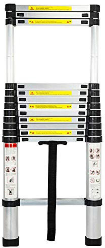 3,8m/12,5ft Aluminium Verlängerung Geraden Teleskopleiter Klappleite Multifunktionsleiter mit einer Maximalen Tragfähigkeit von 150kg und EN131-Zertifizierung