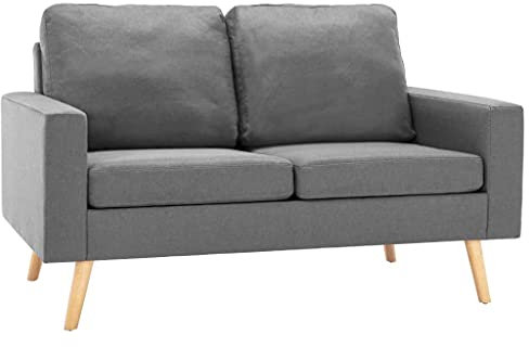 vidaXL Sofa 2-Sitzer Zweisitzer Loungesofa Stoffsofa Polstersofa Sitzmöbel Polstermöbel Designsofa Wohnzimmersofa Hellgrau Stoff Holzrahmen