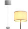 BAKAJI Lámpara de pie de pie, bombilla E27, máx. 60 W, base redonda de metal cromado, pantalla de tela, diseño moderno, encendido con pedal, altura 160 cm (gris)