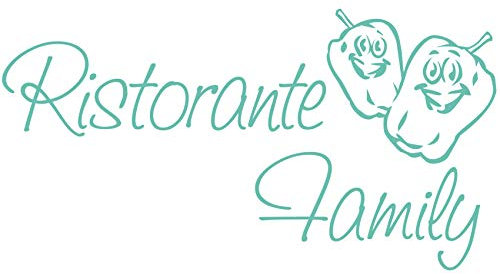 wall-refine WX-00499 | RISTORANTE Family | 34 x 18 cm, Mint, seidenmatt, Wandtattoo Wandaufkleber in Premium Qualität, Wanddeko Deko Tür Küche Türaufkleber Sticker Spruch Familie Kochen Pizza