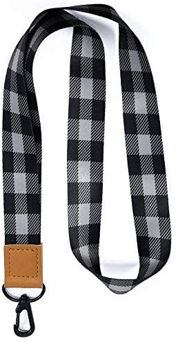 Veiai Schlüsselband für Schlüssel, niedliches Umhängeband für Damen und Herren, Leoparden-Schlüsselband, börsen-Halter, Ausweis-Abzeichen, Lanyard (schwarz-weiÃŸes Gitter, Hals)