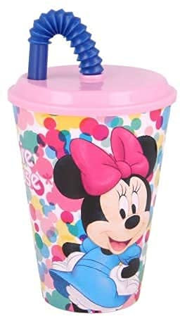 Tasse de sport avec paille 430 ml pour enfants en plastique Minnie Mouse