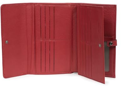 Hexagona - Compagnon de Voyage 2 Volets Stop RFID - Compatible Cartes de crédit, CNI, permis de Conduire, Passeport, Carte Grise et chéquier - pour Femme - Collection Sauvage - Carmin - en Cuir