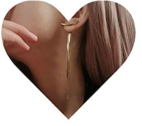 Yheakne Orecchini a forma di serpente in oro pendenti, con fiocco bar, orecchie, lunghe gocce irregolari, per donne e ragazze, Metallo