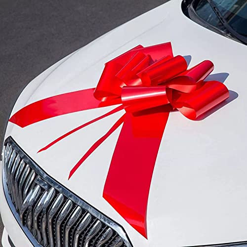 Chexin Riesige Große Rote Schleife für Auto Geburtstag,Happy Birthday,Geschenkschleife Große-XL 58cm / 23,Riesige Rote Autoschleife, Große Masche,Car Bow für Fahrrad, und Schleife mit 185 cm Bänder