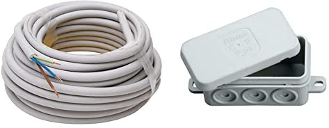 Kopp 150810841 NYM-J 3 x 1,5 mm² Feuchtraum-Kabel, 10 m-Ring & 371200005 Abzweigdosen, 75x37x40mm, ohne Klemmleiste