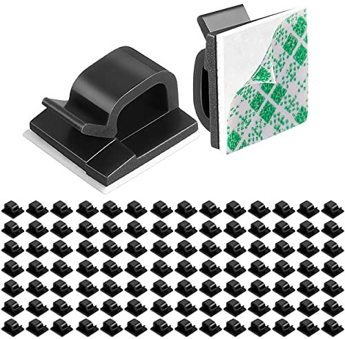 50Pcs Cable Clips Self Adhesive, Cable Management Clips, Wire Clips Cable Organisers Cord Holders for Desk Wall Home Office