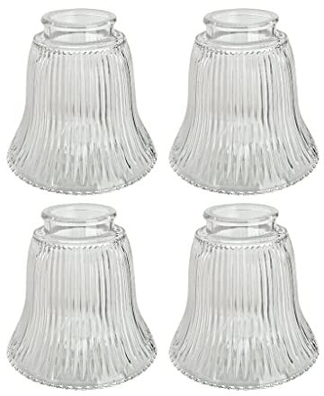Aspen Creative 23080-4A Transitional Clear Ribbed Ceiling Fan Replacement Glass Shade, 2-1/8 Fitter Size x 4-3/4 Diameter x 4-1/2 Height, 4 Pack