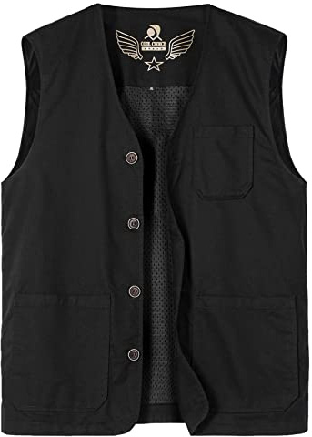 Yukirtiq Herren Outdoor Weste Sommer Fotograf Ärmellos Jacke Baumwolle Weste Golf Wandern Weste Safari Multifunktionsweste