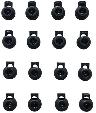 100 Pieces Round Spring Cord Lock Single Hole Cord Toggle Stoppers Sliding Cord Fastener Locks End, Black 15x19mm ET458