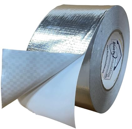 BlueTex Insulationㅤ HVAC Aluminum Foil Tape 3 inch x 150 ft (6 mil), Professional Grade Silver Duct Tape Metallic, Tear-Proof HVAC Tape, Heavy Duty, for Ductwork, Dryer Vent & Insulation - 1 Roll