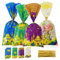 100 Stück Eid Mubarak Partytüten Geschenktüten, Ramadan Thema Bedruckt Muster Geschenktasche Zellophan Klar Kunststoff Goodie Tasche mit 100 Gold Twist Krawatten zum Befüllen Geschenkverpackung (A)