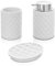 Inbagno Set Completo Accessori Bagno 3 Pezzi Colore Bianco, Kit Accessori appoggio con Dispenser, portaspazzolini e portasapone Solido, in Ceramica, Linea Cristal
