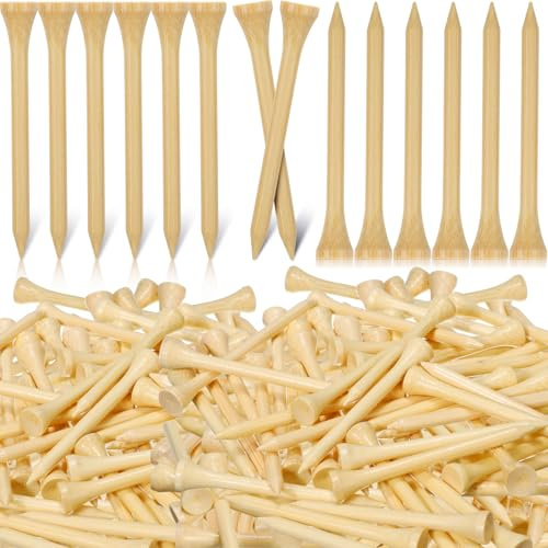 Mudder 2000 Pcs Bamboo Golf Tees Bulk Professional Golf Tees Reduce Friction Side Spin for Club Men Women Kids Accessories (2-3/4 Inch,Natural Wood Color)