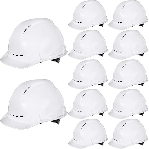 Xuhal 12 Pack 4 Point Suspension Hard Hats Bulk Safety Helmets, White