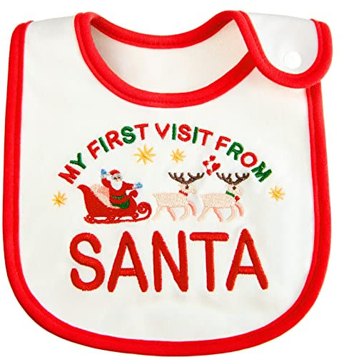 SATINIOR Weihnachts Babylätzchen Es Ist Mein Erstes Weihnachten Baby-Fütterlätzchen Erste Weihnachtsgeschenke für Babys für Jungen Mädchen Babys Neugeborene Kleinkinder (Weihnachtsmann)