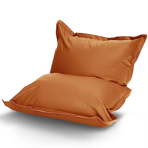 Green Bean XXL Riesen-Sitzsack aus Kunstleder mit EPS Perlen Füllung - 140 x 180 cm 380 Liter - Bean Bag Sitzkissen Sitzpuff Sitzsessel Bodenkissen Lounge - Cognac